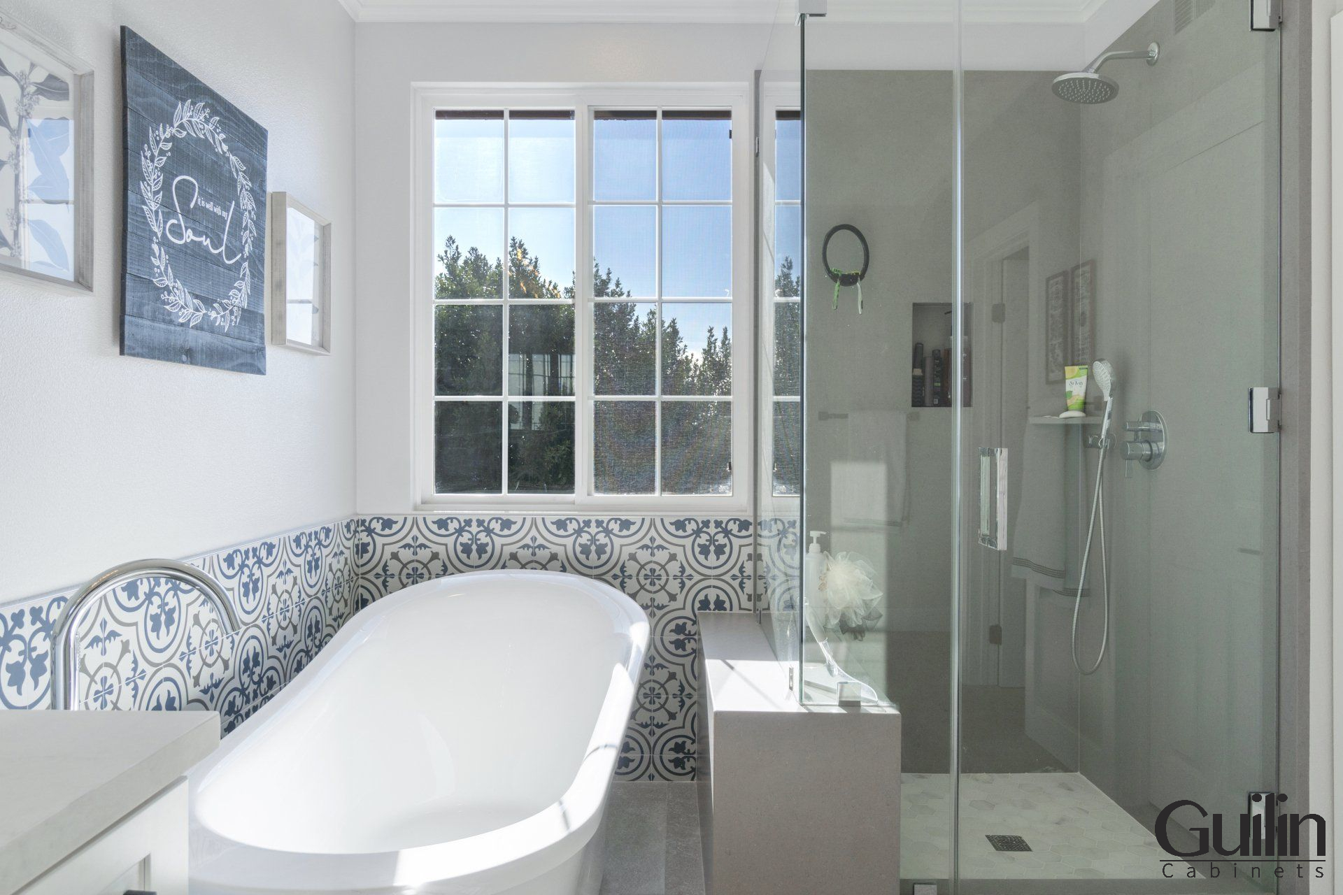 Beach theme: blues. sand tones colors - The Bathroom Project by Guilin Cabinets