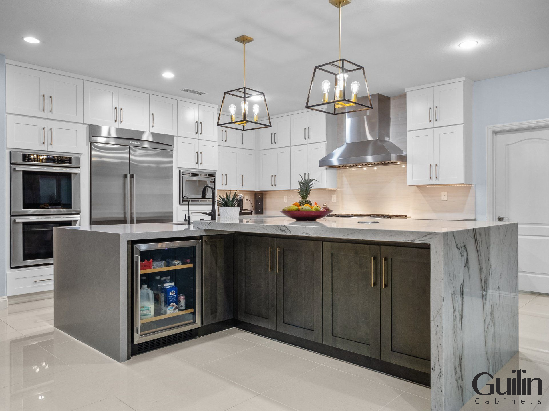 L shaped kitchen with island layout