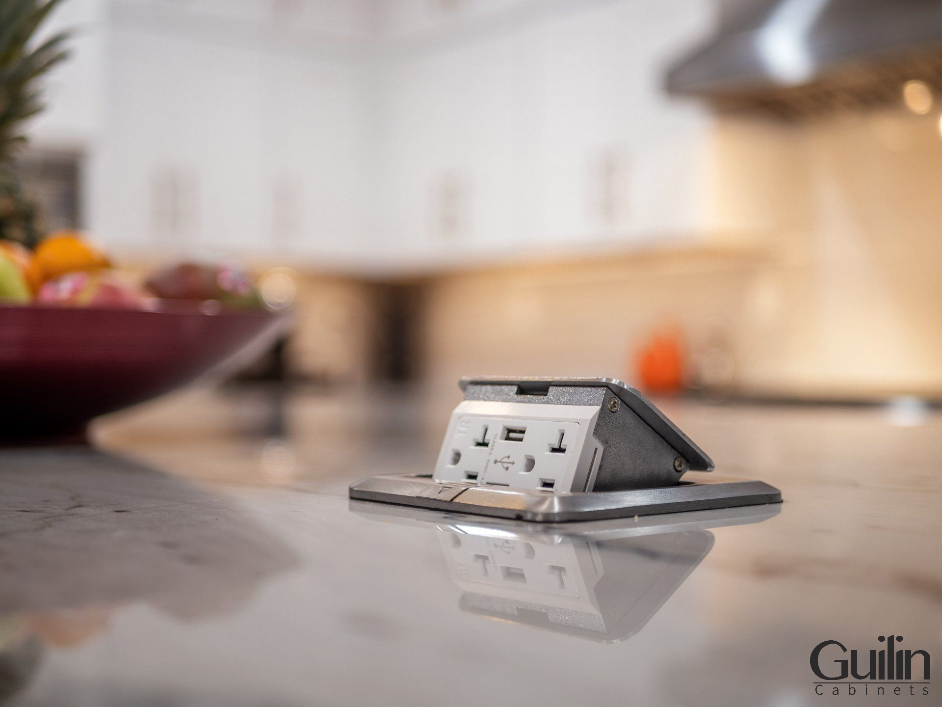 Hidden charging dock desgin on the countertops Surface - Guilin Cabinets