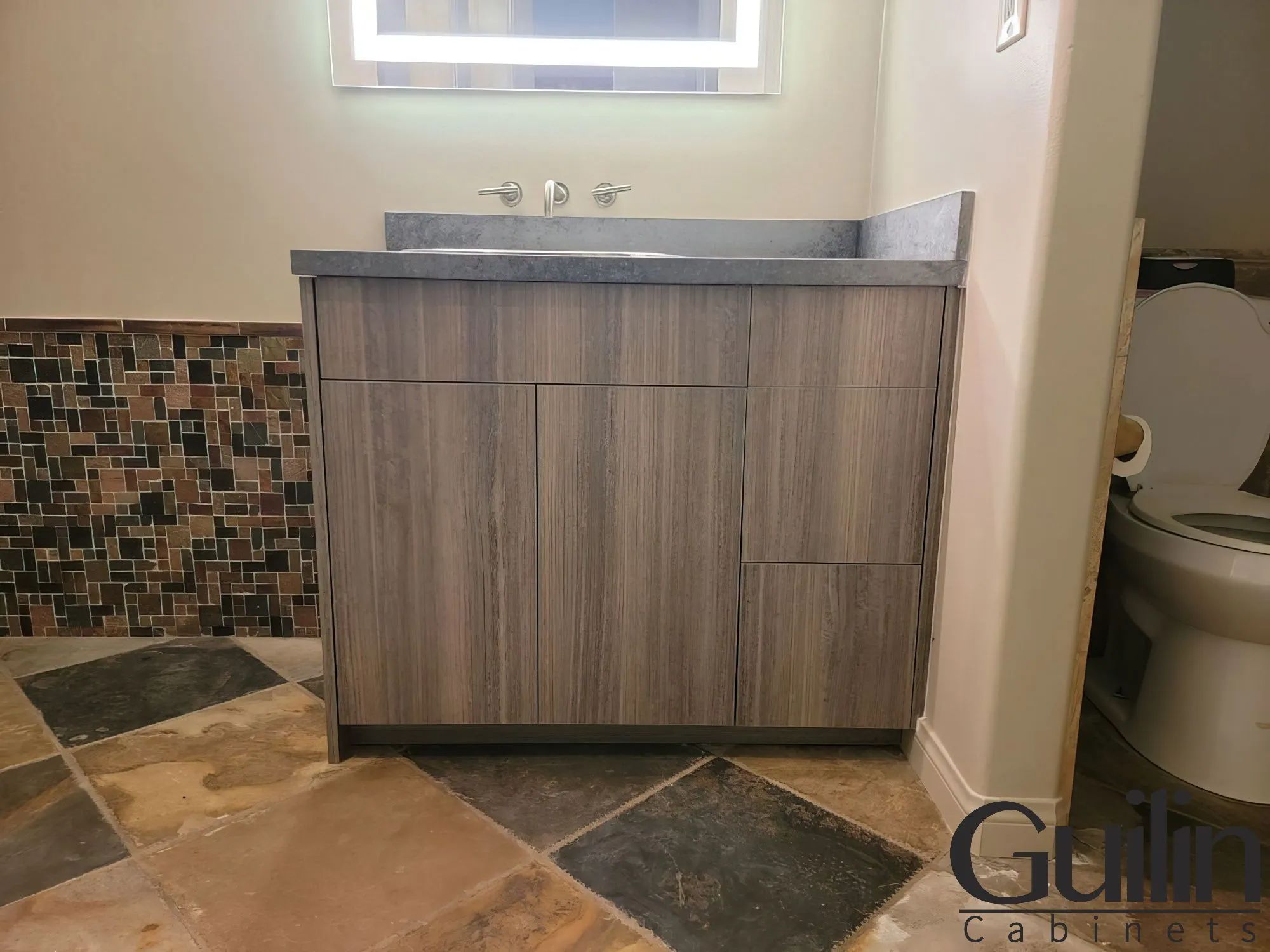 Refacing the Bathroom vanity with wood veneer - Guilin Cabinets