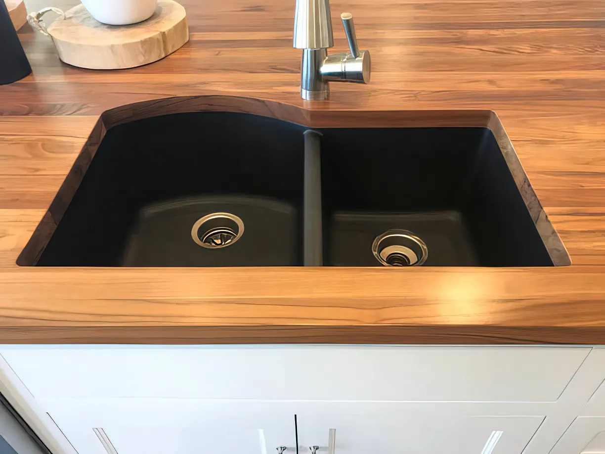 Butcher block countertops are made from wood and add warmth and charm to your kitchen