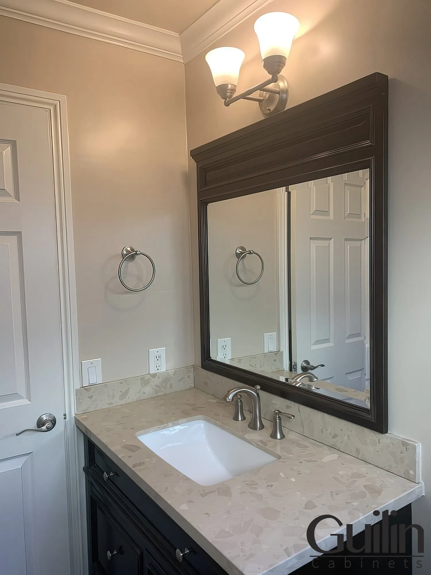 Powder Room with Our Custom Cabinets in From Irvine CA 3 logo