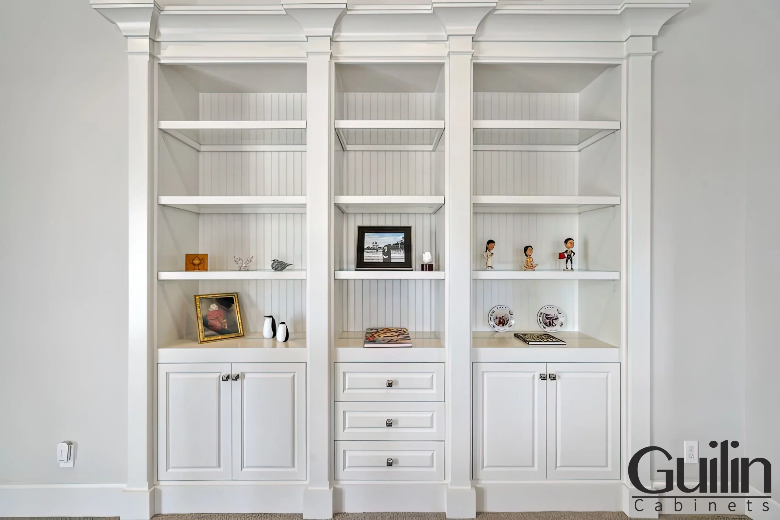 Remodeled Home Office With Custom Library Bookcases 1