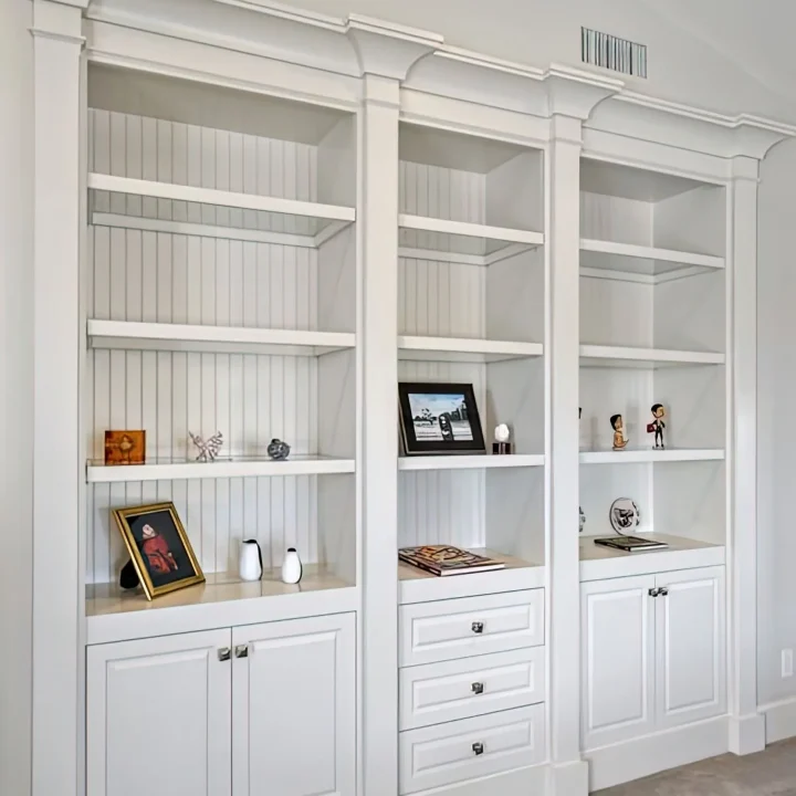 Remodeled Home Office With Custom Library Bookcases 3