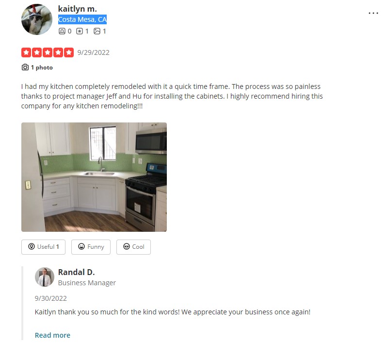 Kitchen Remodeling Mesa customer review Guilin Service