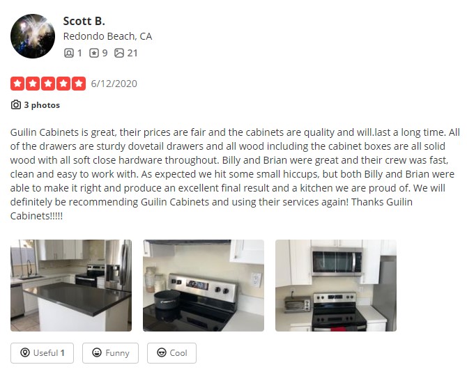 Review12 Kitchen Remodel by Guilin Cabinets Fast Easy Service Redondo Beach CA