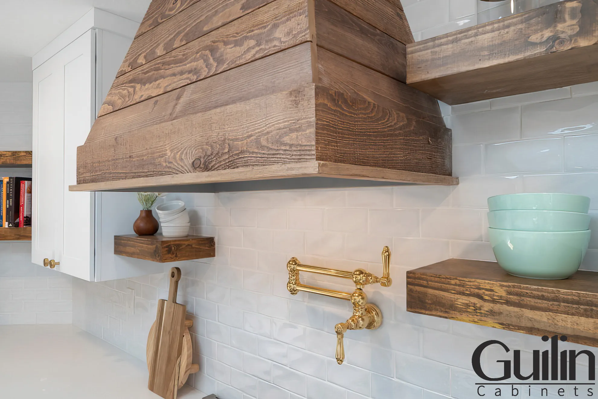 White Kitchen Farm House Inspiration Remodel with Offset Subway Tile Backsplash in Irvine California