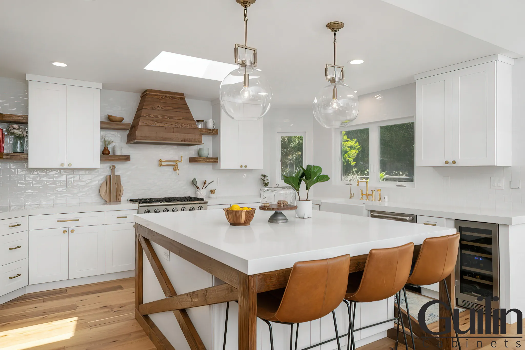 White cabinetry creates a modern yet classic look in the kitchen. From the most opulent mansions to the most humble country cottages, they will find a suitable home.