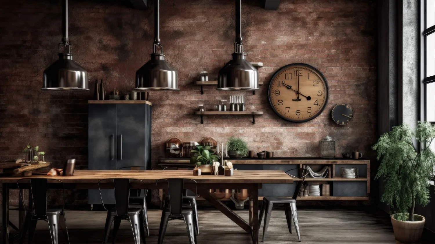 industrial rustic style home kitchen room