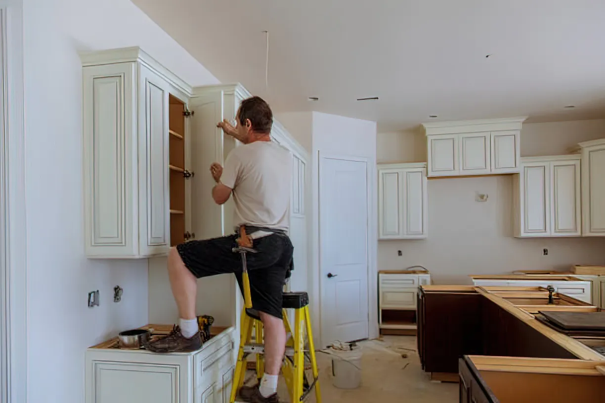Refacing cabinets only the doors, drawer fronts, and hardware of the cabinets while keeping the cabinet boxes intact.