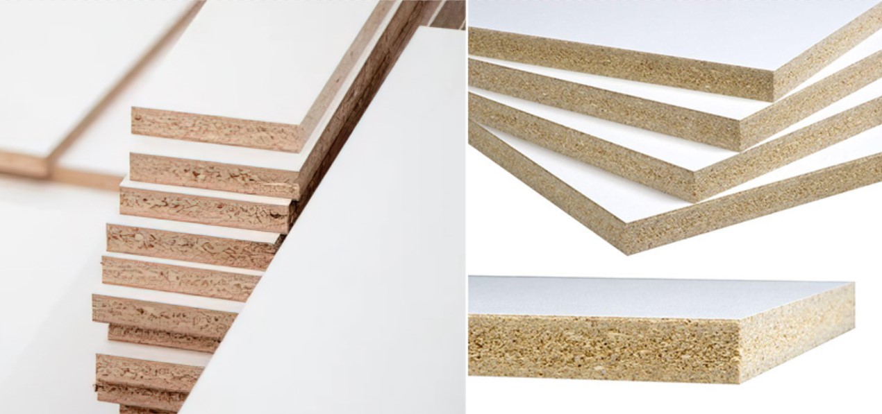 Melamine is the name of the outside layer. it’s thermally fused on to a particleboard core and forms a hard outside layer to help increase resistance to moisture, heat, stains, chipping, peeling, and delamination of engined wood.