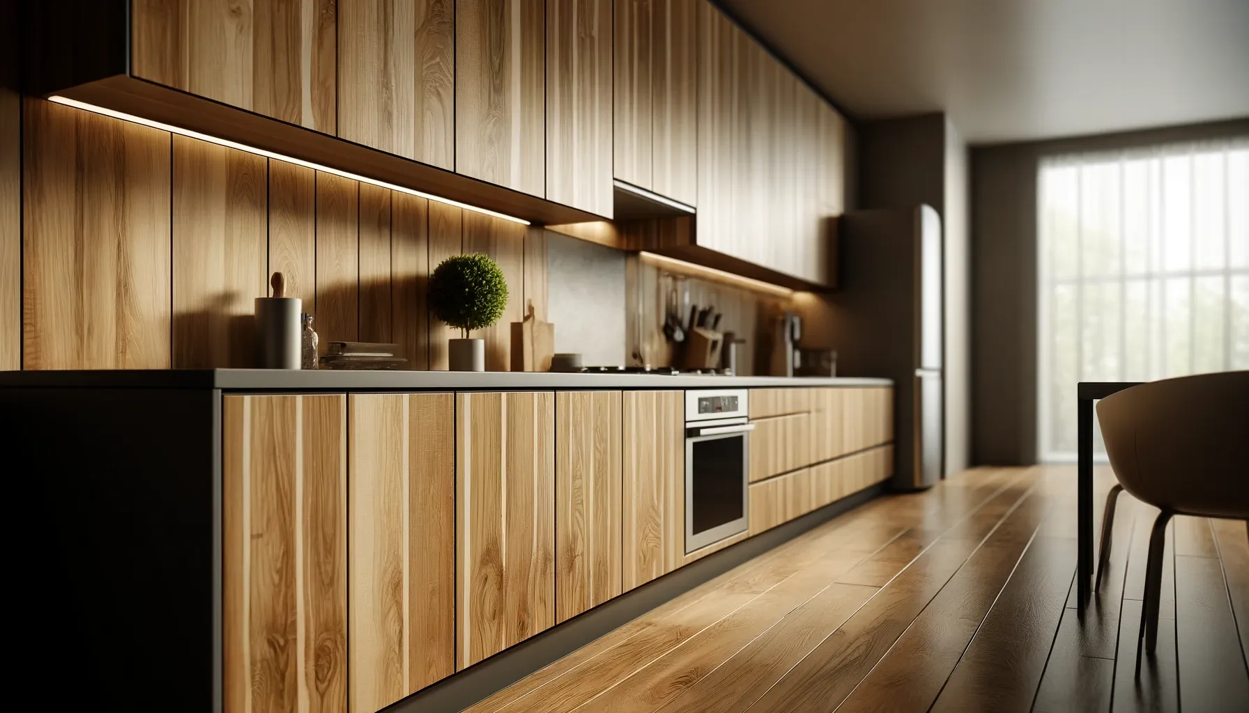 While wood veneer cabinets are more resistant to warping and splitting than other engineered wood, they are still susceptible to moisture damage.