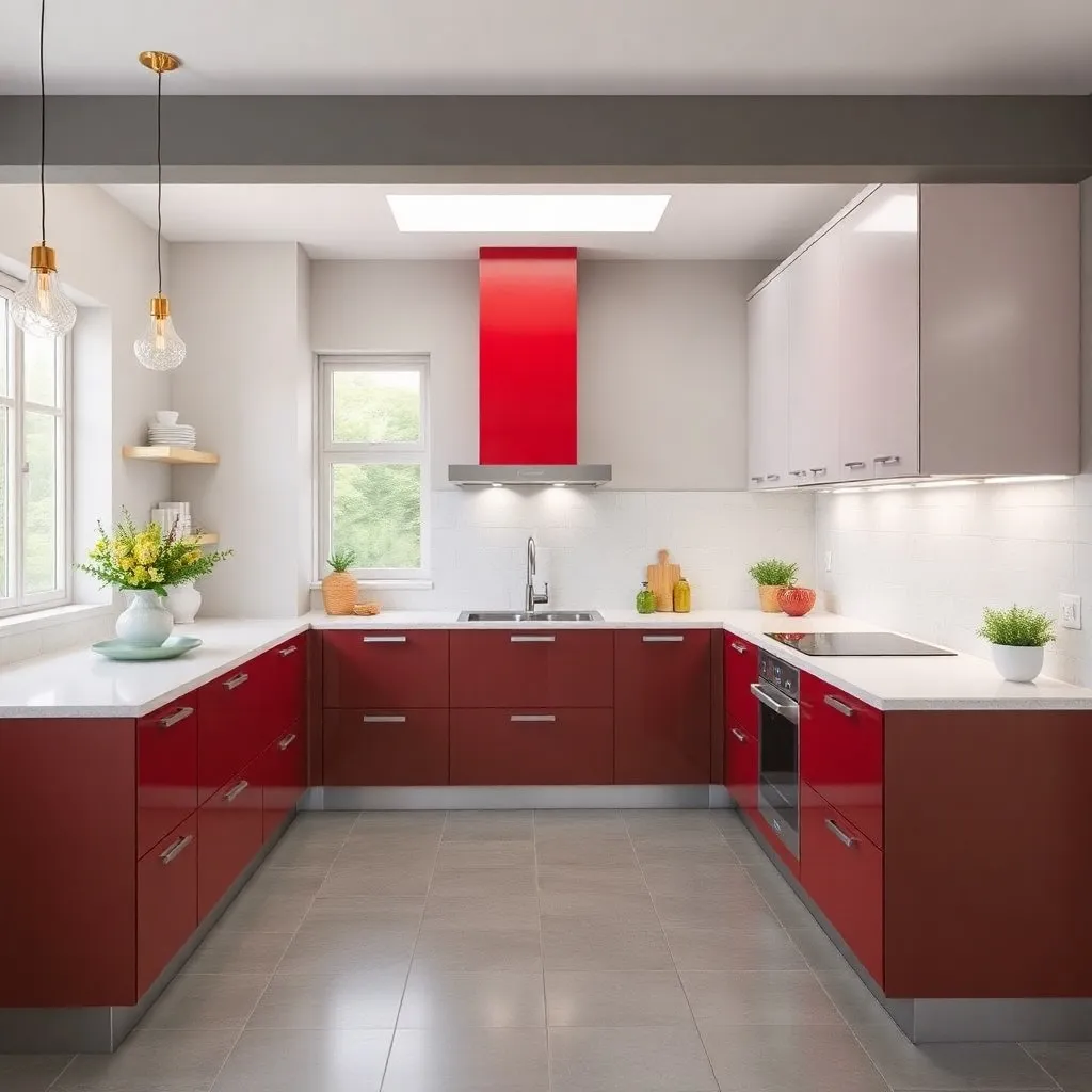 Kitchen Desgin Vibrant Red and Soft Gray 1 1