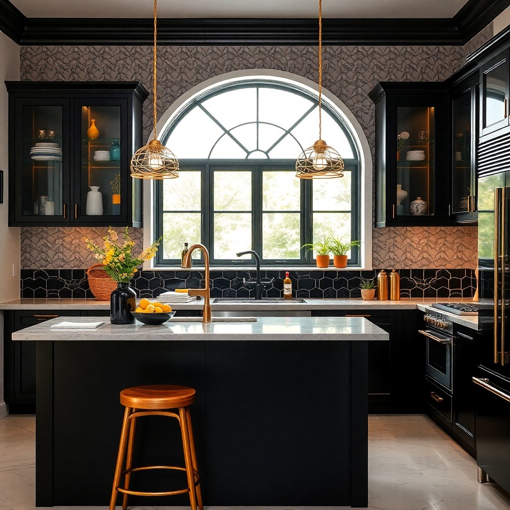 Kitchen colors Black and Gold Accents 1