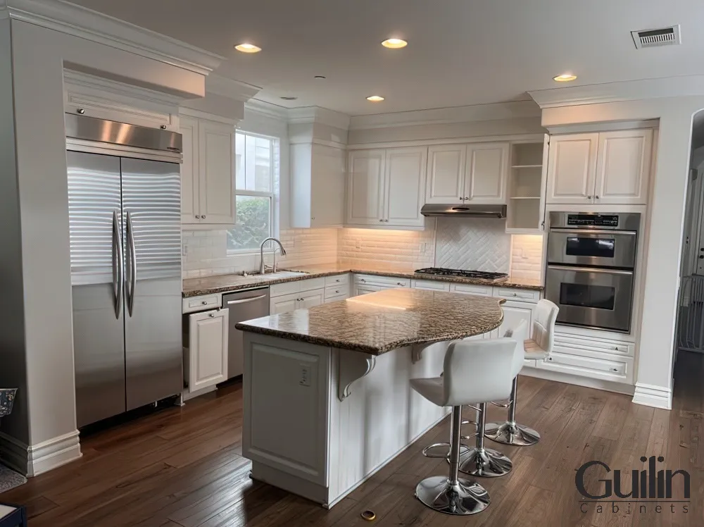 You can take advantage of the unused vertical space and significantly increase your cabinets in your kitchen.
