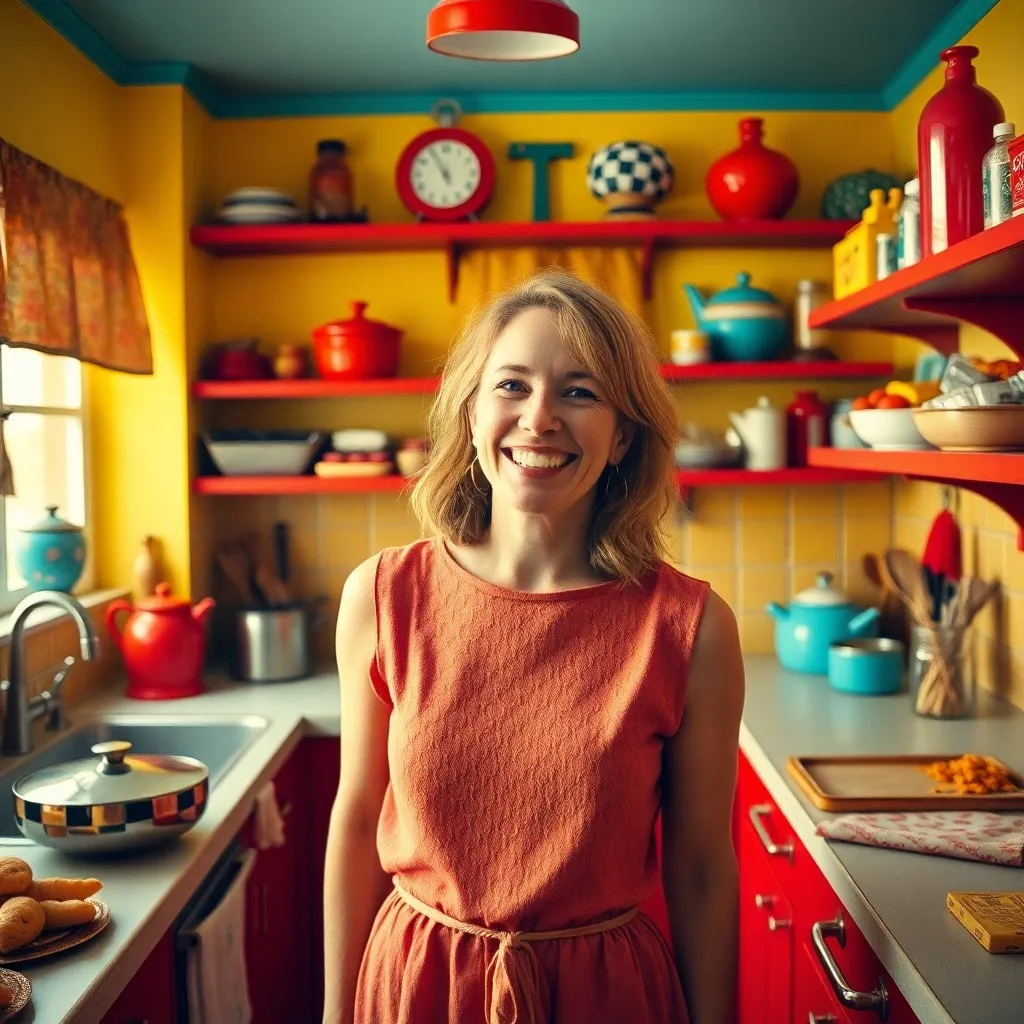 happy family in a vibrant kitchen