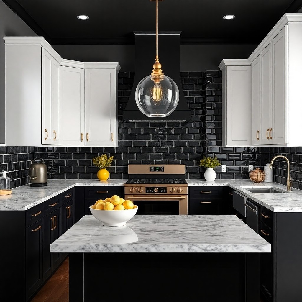 kitchen desgin Black and Gold Accents