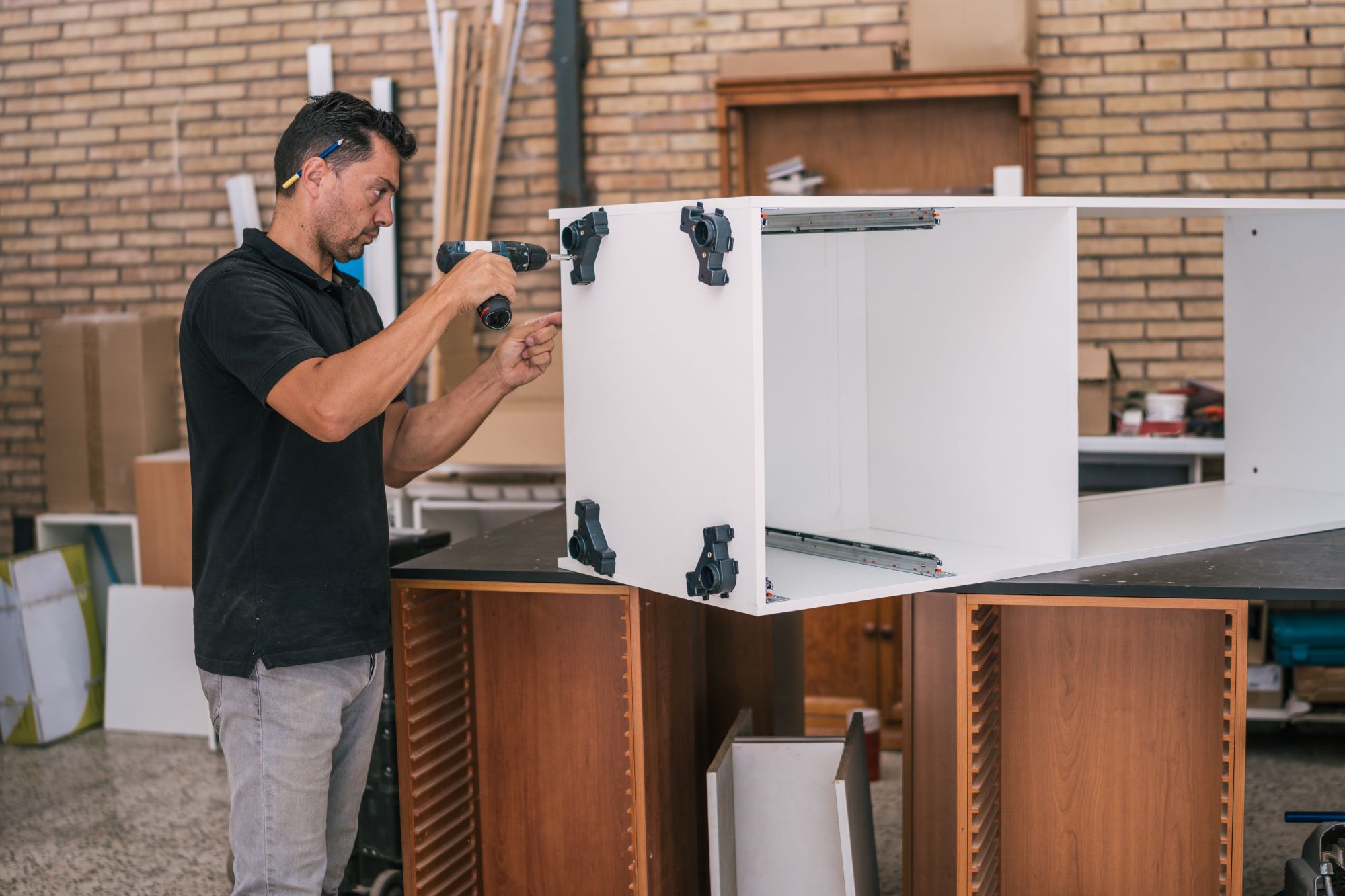 wooden cabinet drilling workshop