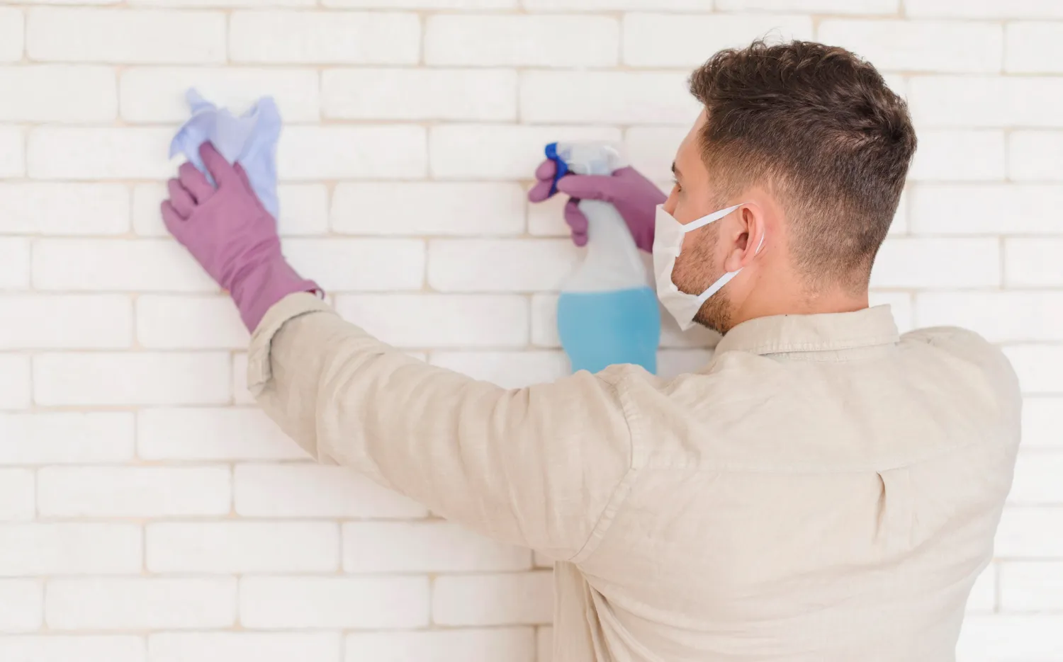 Cleaning grout lines between the tiles in Kitchen