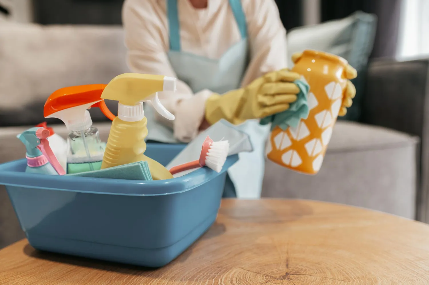 Cleaning products should not be stored alongside food in your kitchen.