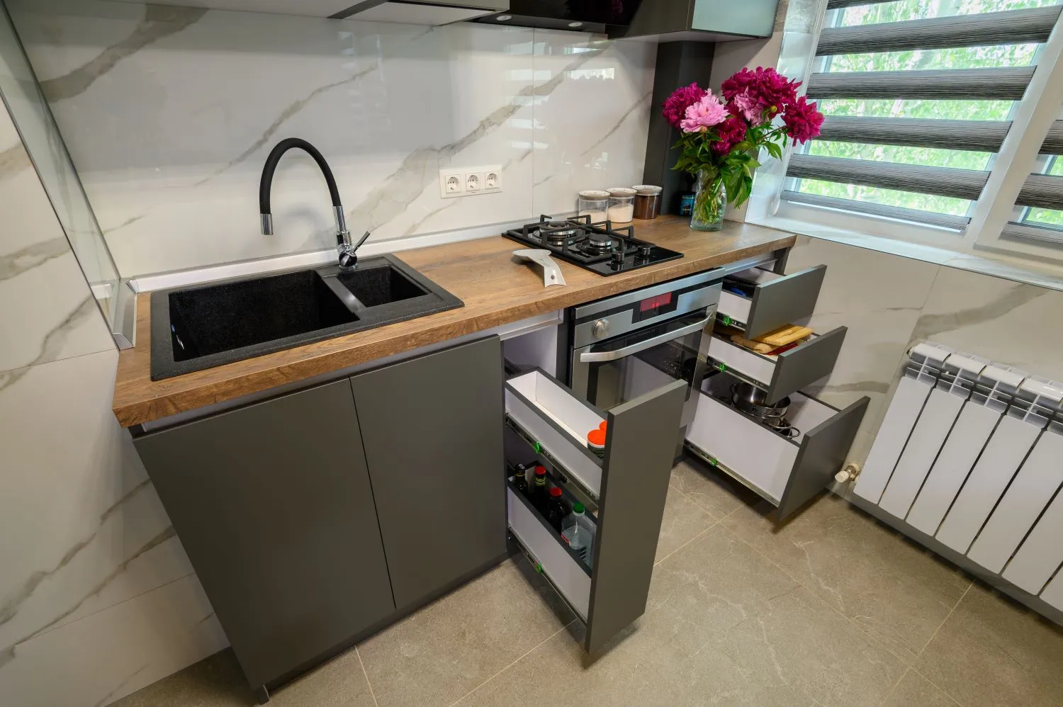 Install a Pull-Out Custom Cabinets Under Sink is a good way to add more cabinets into your Kitchen