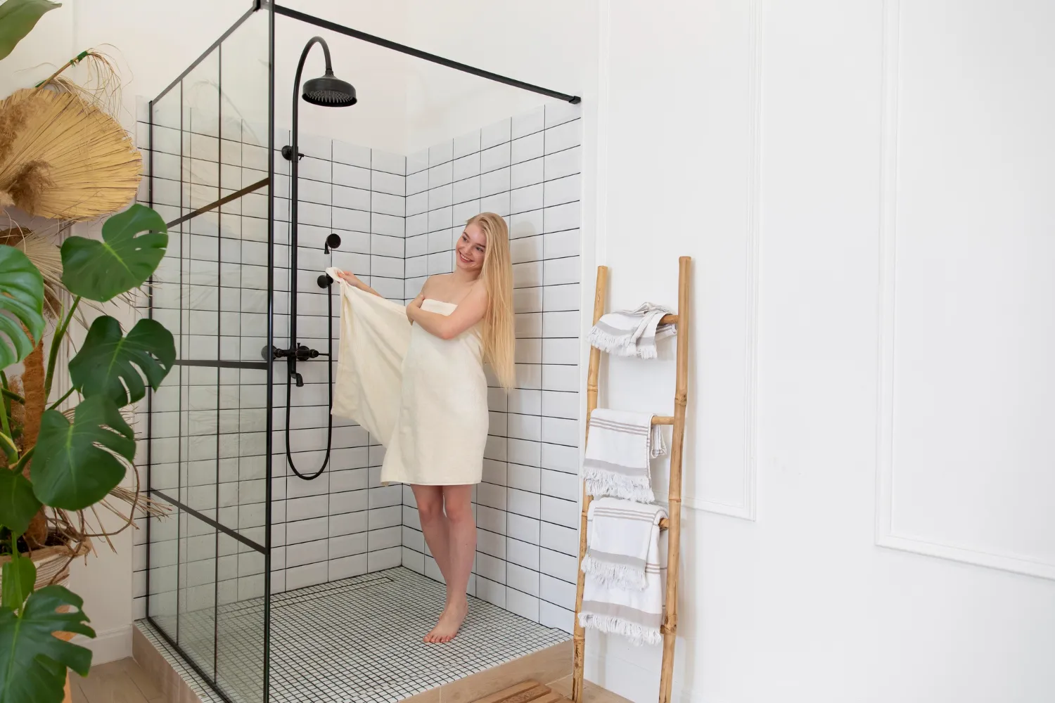 A walk-in shower is a great water-saving option than bathtub