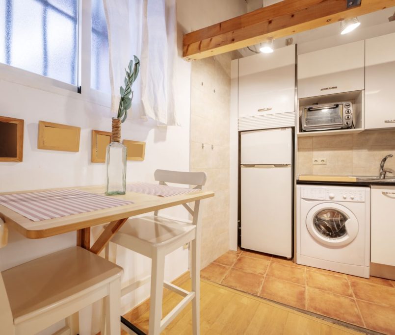 Collapsible counters essentially fold-down tables that can be easily hung on a wall when you don't need them