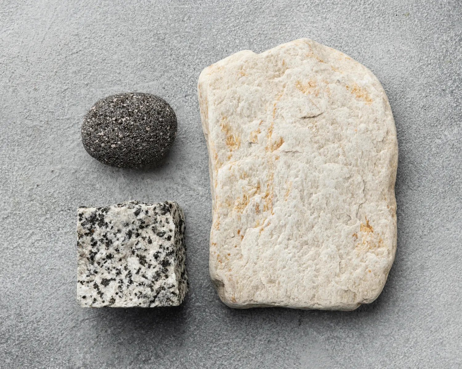 Quartz, feldspar, and mica make up the bulk of granite, but trace amounts of other minerals give it its distinctive color variations.