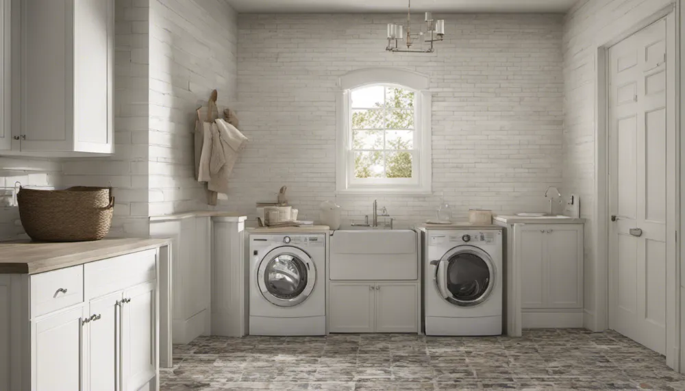 If you need a floor for your laundry room that will endure and can take a beating, porcelain tile is a great option.