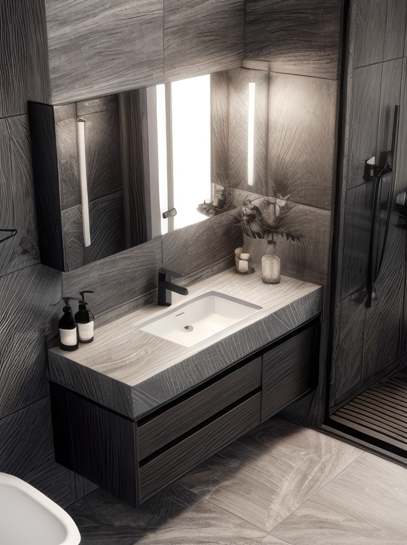 modern bath complete decoration colored vanity