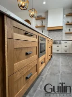 Cozy White Kitchen Remodel With Soild Wood Island Orange County 1 1