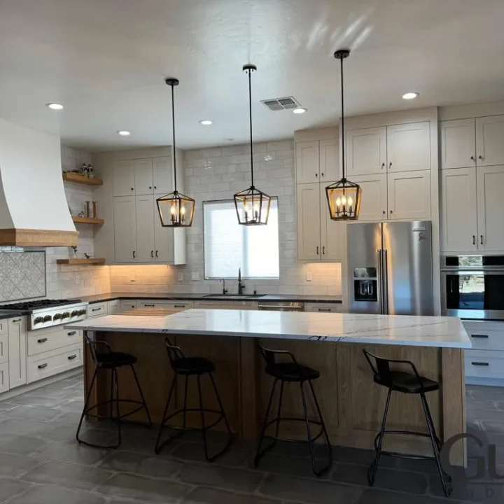 Cozy White Kitchen Remodel With Soild Wood Island, Orange County (1)