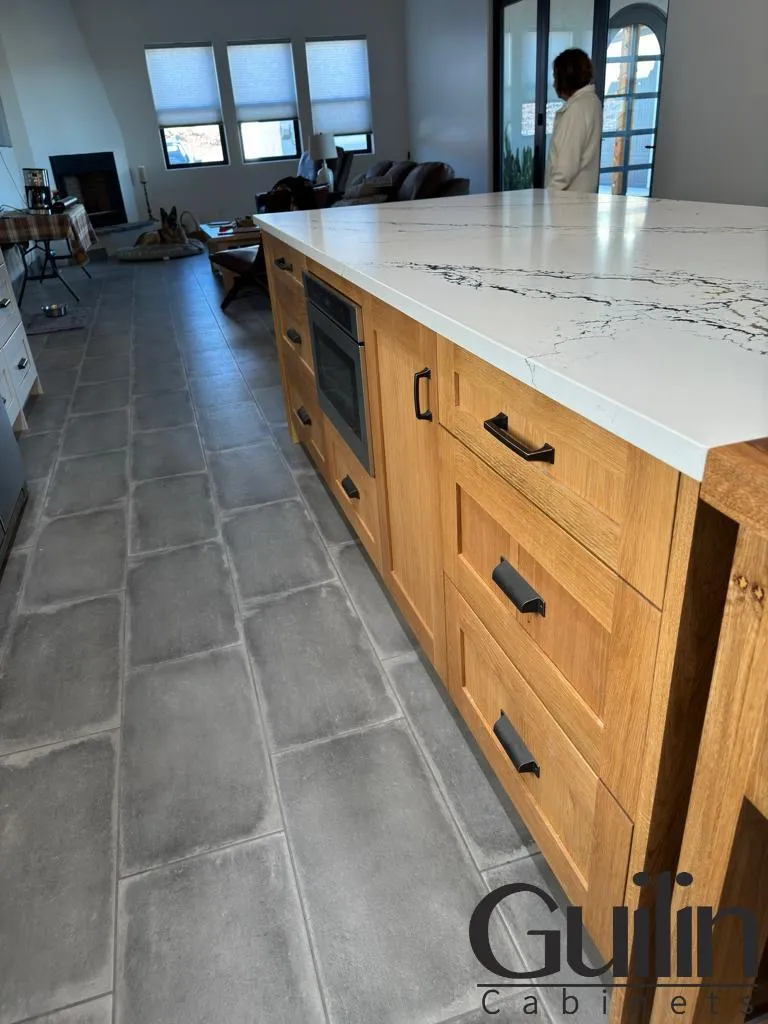 Cozy White Kitchen Remodel With Soild Wood Island Orange County 3 2