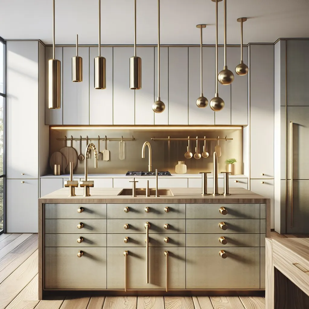 Unlacquered brass appliance knobs and bins are becoming more and more popular among interior designers as a way to give kitchen projects a posh and unique touch.