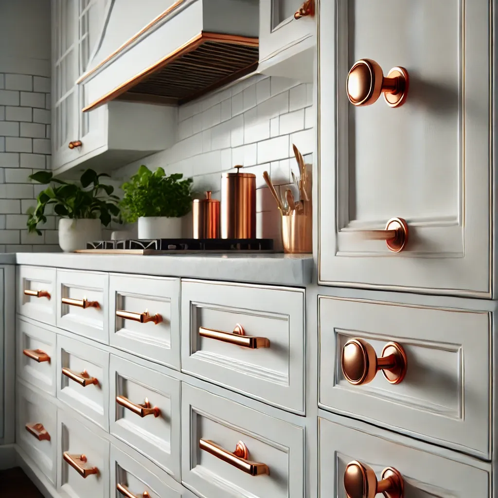 Copper hardware For White Cabinets 1