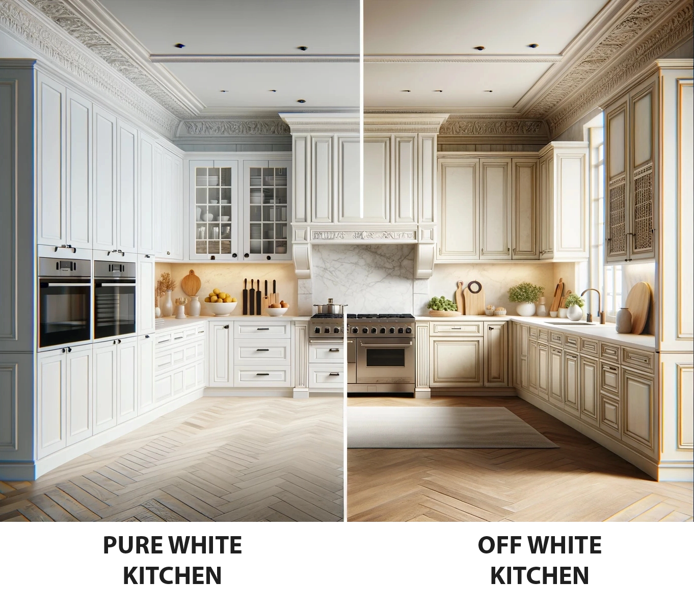 Different Pure White vs Off White Kitchen Cabinets 4