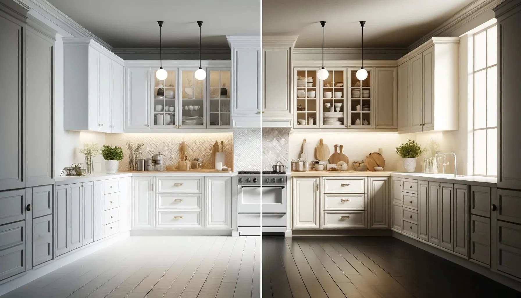 Different Pure White vs Off White Kitchen Cabinets 8