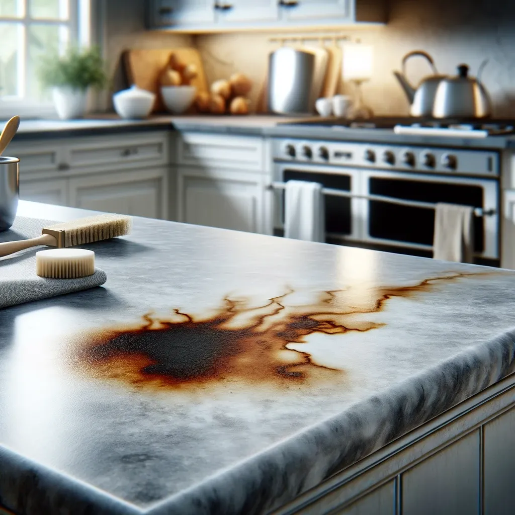Unattractive stains, burn marks, and discoloration can persist on countertops despite regular cleaning.