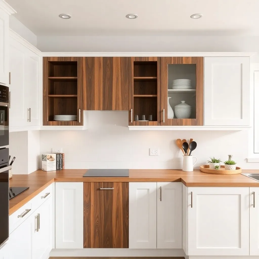 MDF Kitchen Cabinets Painted White and Stained Wood