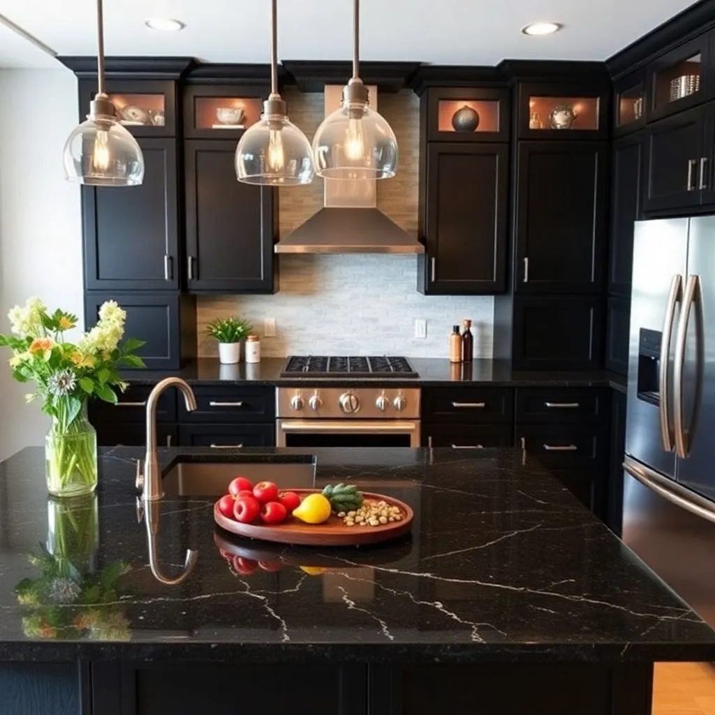 The Countertops For Kitchen With Black Cabinets Black Granite or Soapstone