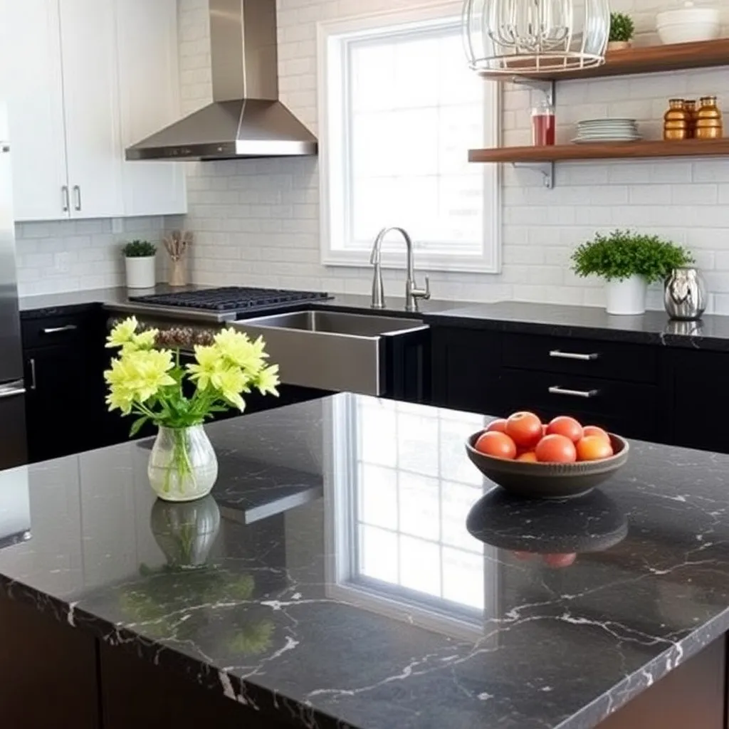 The Countertops For Kitchen With Black Cabinets Charcoal Quartz 1