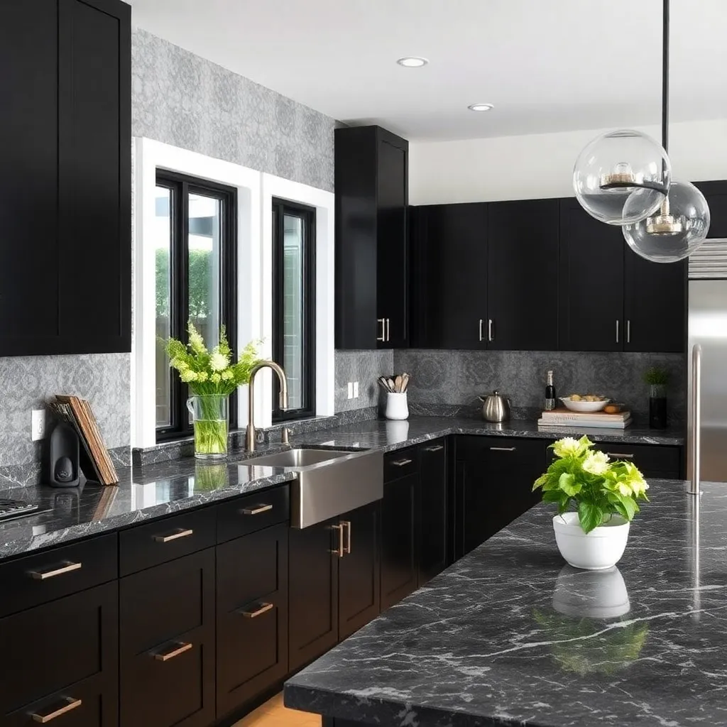 The Countertops For Kitchen With Black Cabinets Charcoal Quartz 2