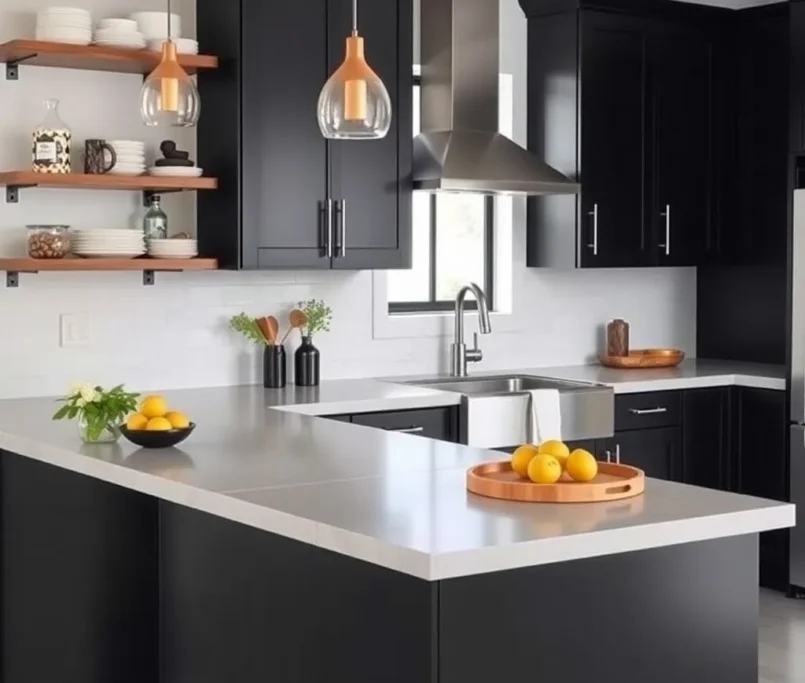 The Countertops For Kitchen With Black Cabinets Concrete 1