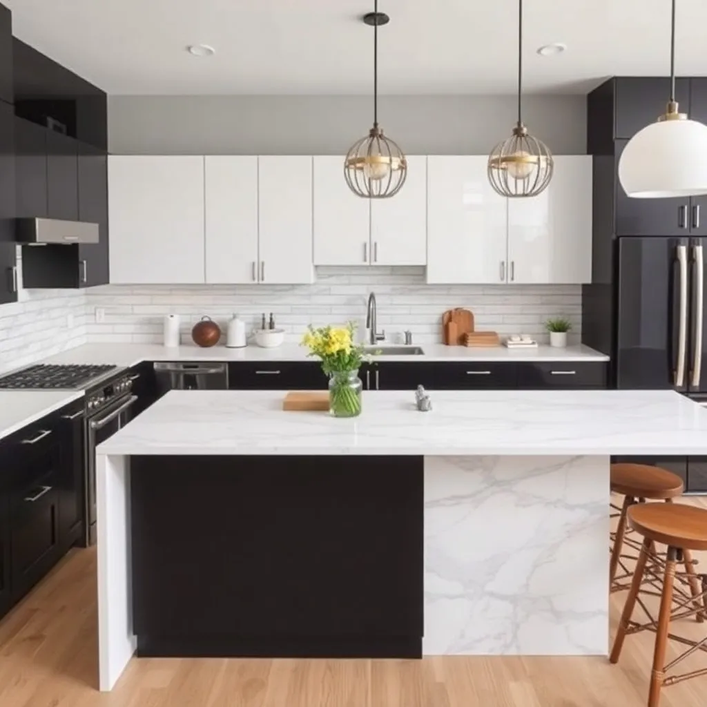 The Countertops For Kitchen With Black Cabinets White Quartz or Marble 3