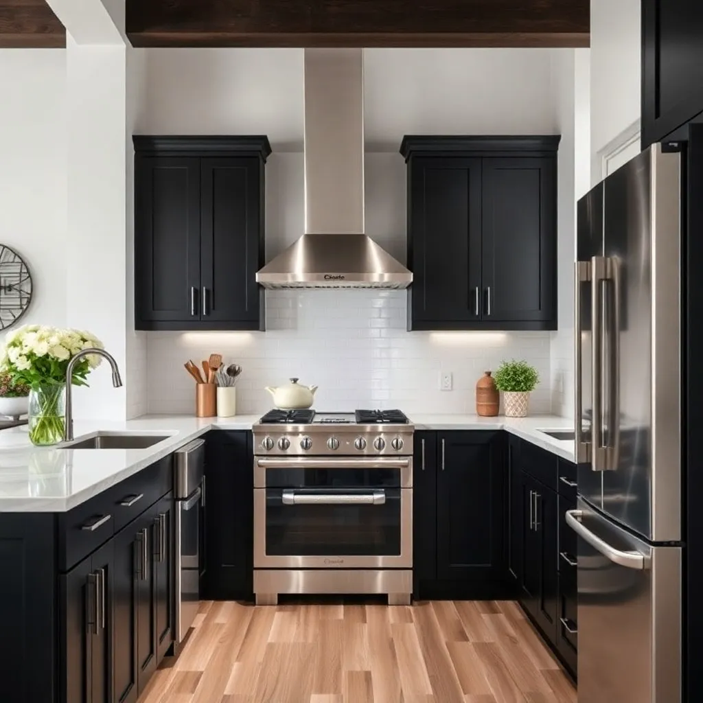 Kitchen Black cabinets to Pair with Stainless Steel Appliances 2