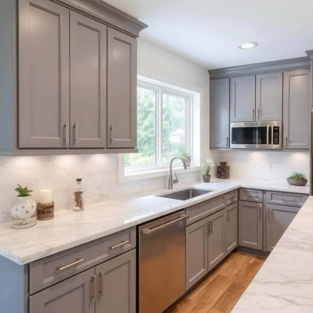 Quartz Countertops with Gray Cabinets 1 Quartz Countertops with Gray Cabinets 1