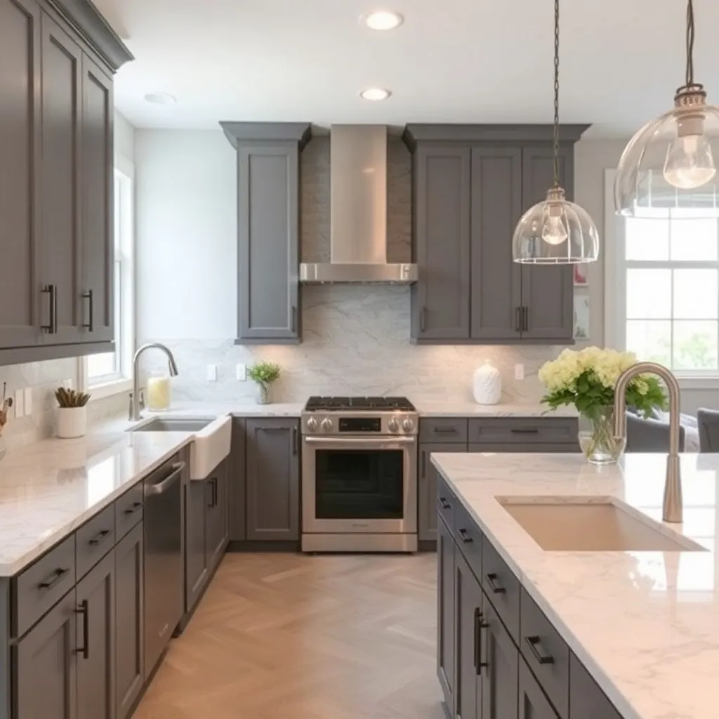 Quartz Countertops with Gray Cabinets 3
