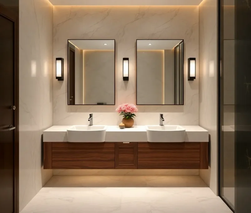 Double Sink Bath vanity in luxury bathroom 6