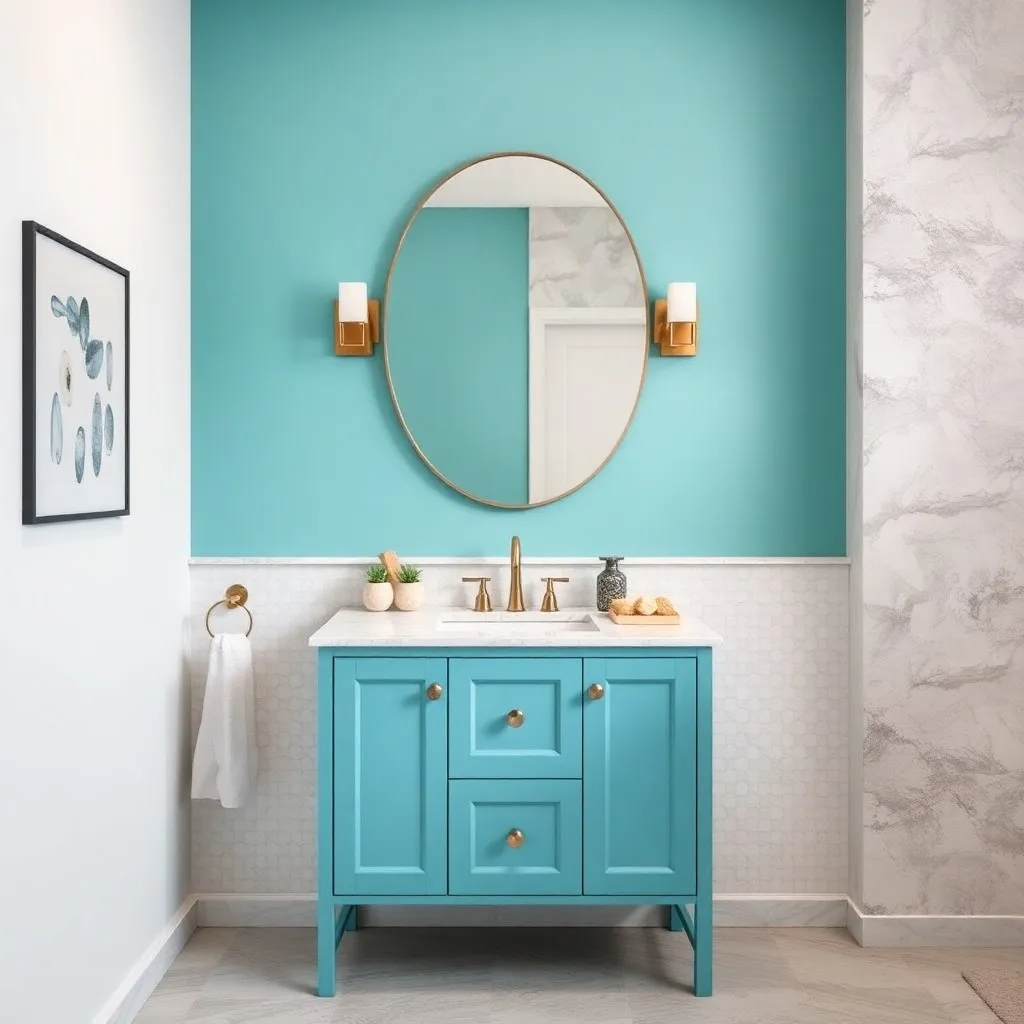 Pop of Color Single Sink Vanity in luxury bathroom